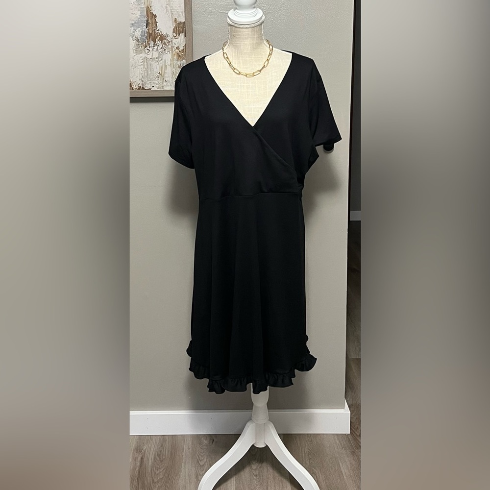 NWT SO black faux wrap dress. 2X